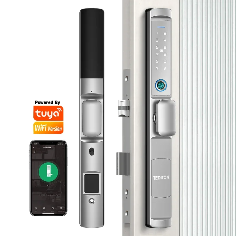 Tediton Keyless TTlock Electronic Intelligent Door Handle Lock Smart Fingerprint Sliding Door Lock