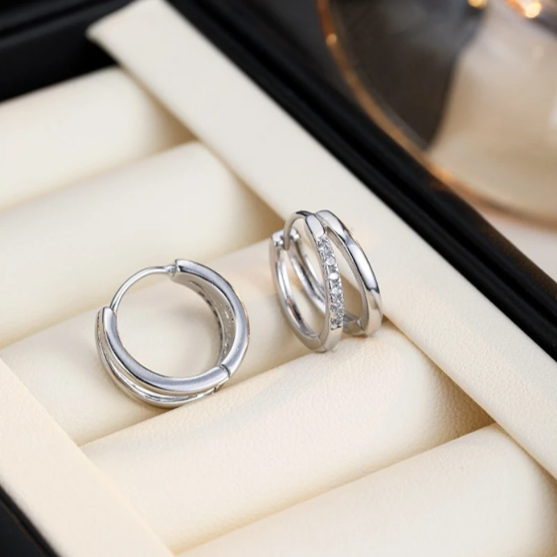 925 Silver Needle Double Layered Earrings 2026 New Style Fashionable Elegant High Grade Design Simple Loop Earrings for Women