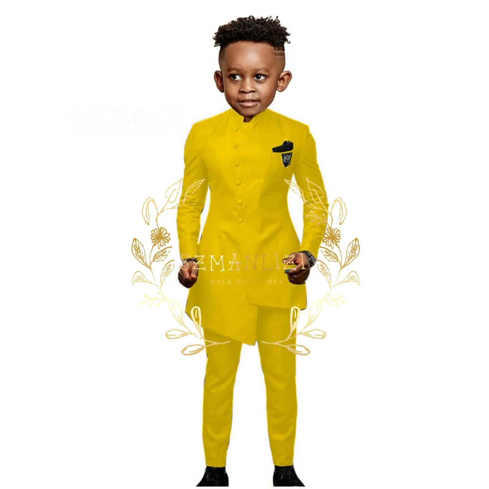 White African Design Boys Suits Set For Wedding Formal Tuxedo Kids Costume Piano Performance Children Tailor Made Top Qulity