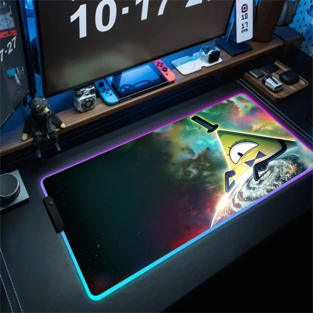 

Rgb Mouse Pad Gravity Fall Bill Cipher Play Mat Computer Anime Accessories Mousepad Gamer Rug Desk Mat Laptops Led Backlit Mat