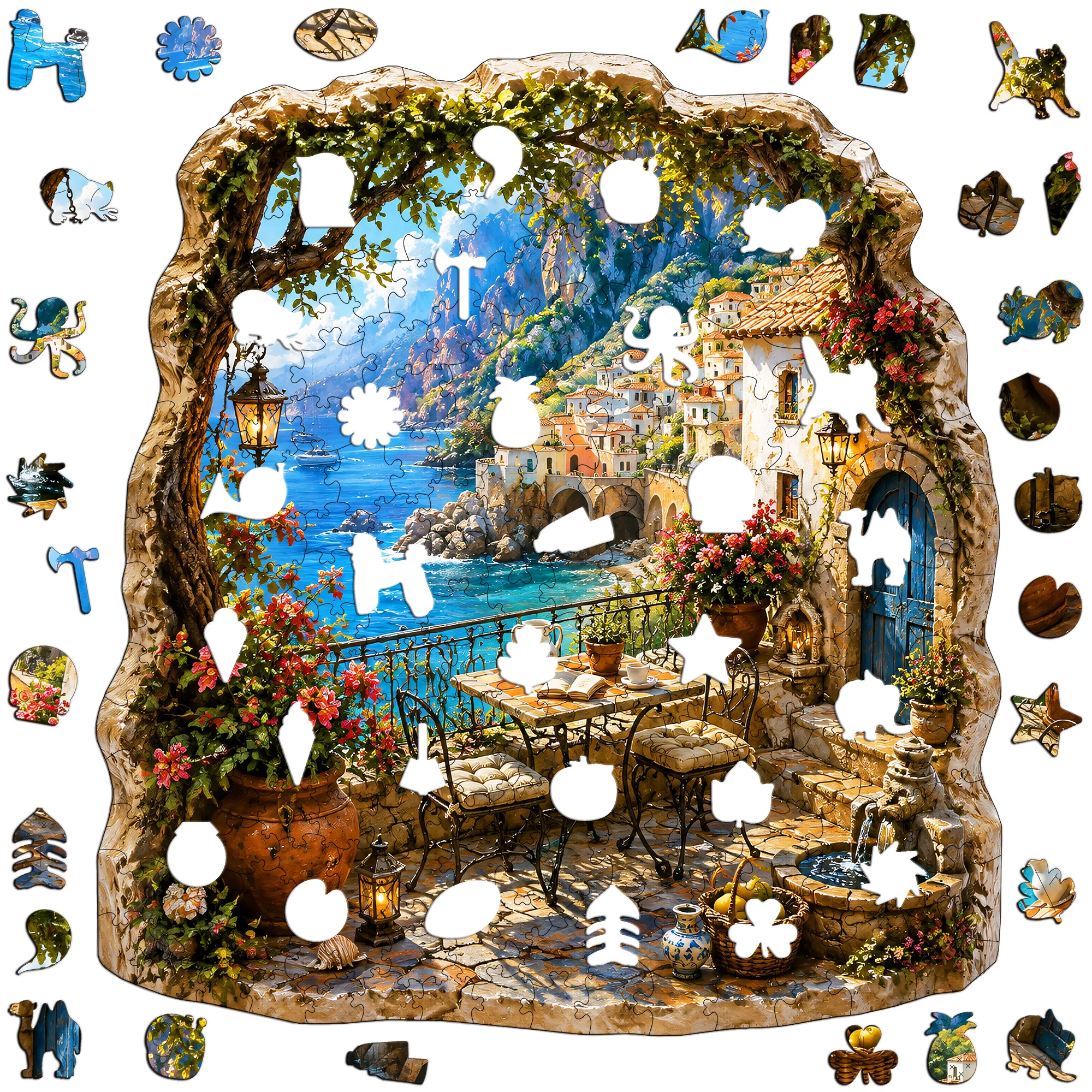 Girl and Deer Flat Wooden Puzzle Brain Teaser Animal Jigsaw Puzzle Tabletop Puzzle Game Gift for Teens and Kids