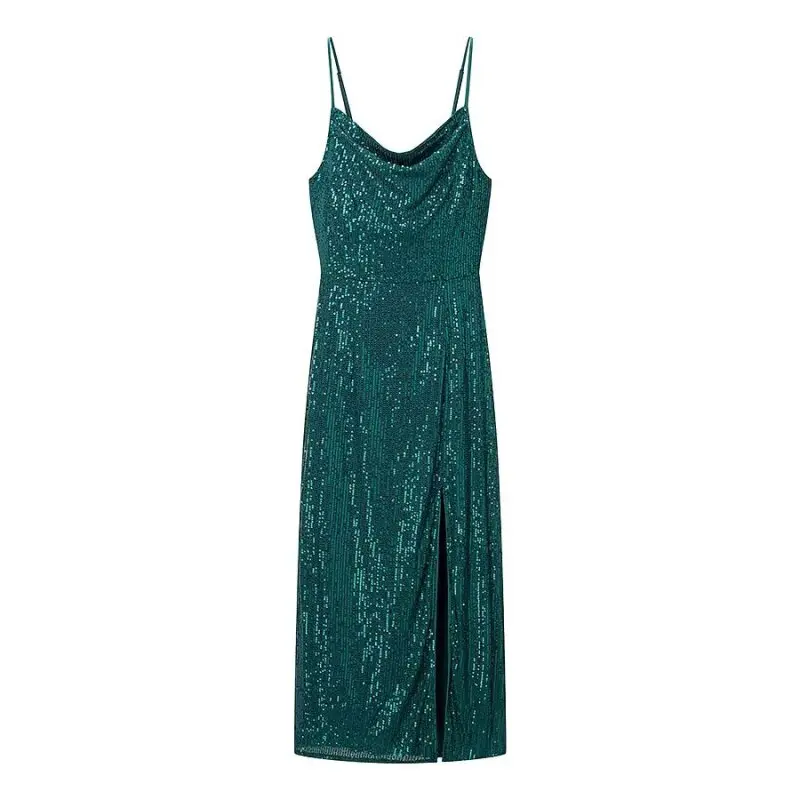 Vestido de tirantes finos con lentejuelas y purpurina de verano para mujer, llamativo y brillante para fiesta, club nocturno, boda, cumpleaños, cóctel