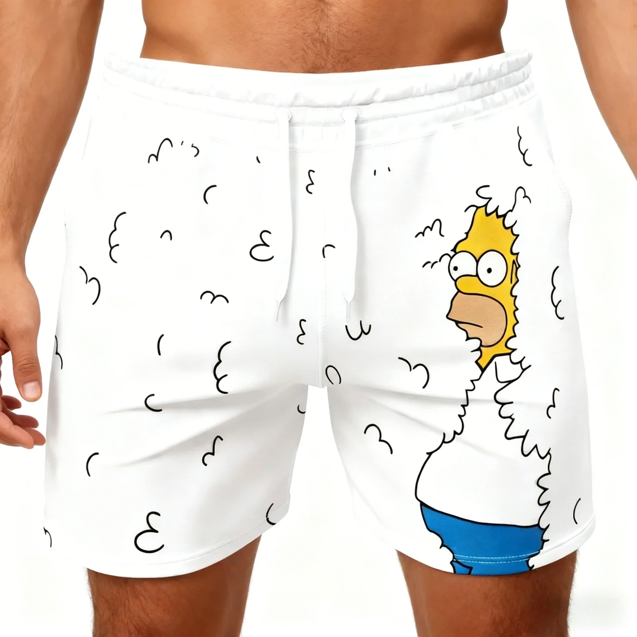 Holiday Summer Vacation Hawaiian Shorts Men'S The Simpsons Print Shorts Snowflake & Holly Print Quick-Dry Beachwear