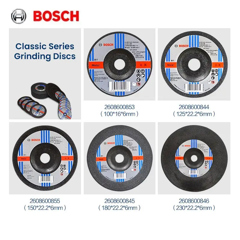 Bosch Classic Series Metal Grinding Wheel Cutting Disc for Fast Cutting Metal Weld Grinding 100/125/150/180/230/305/355/400mm