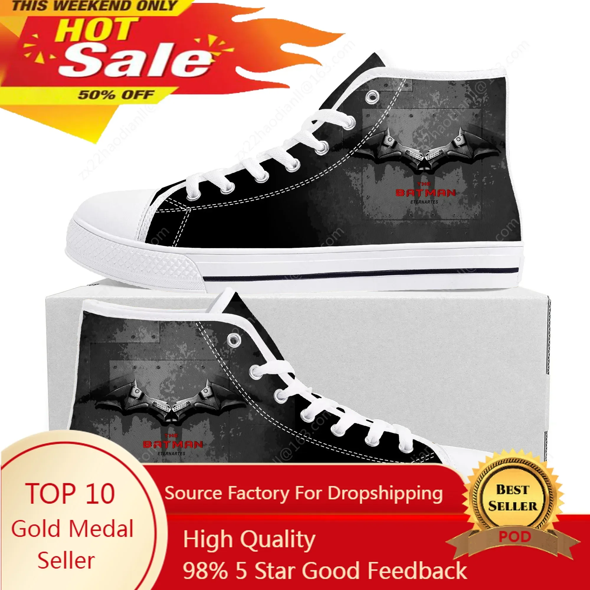 Robert Pattinson Logo Vampire Bat Wing High Top Sneakers Mens Womens Teenager Canvas Sneaker Casual Couple Shoes Custom Shoe