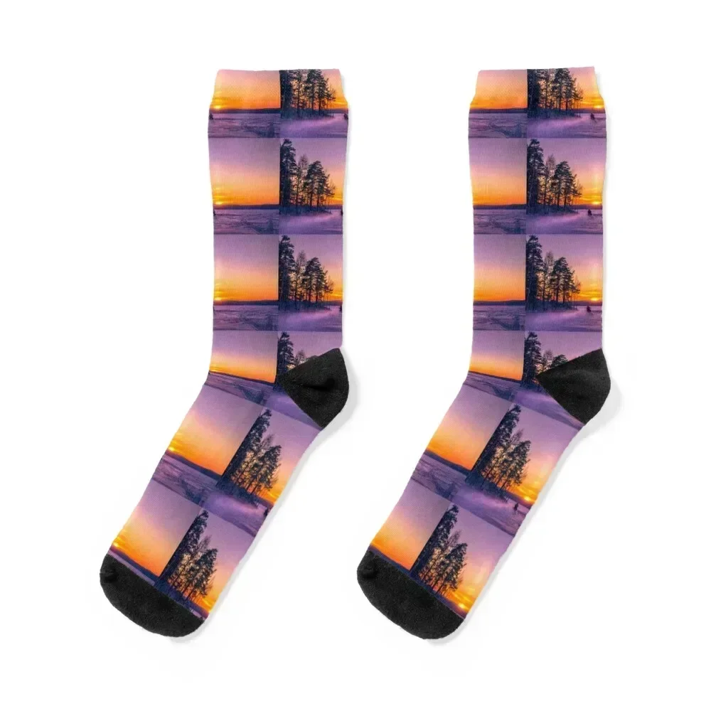 

The snow mobile race toward the Sun pillar Socks with print funny sock winter Climbing Socks Male Women's
