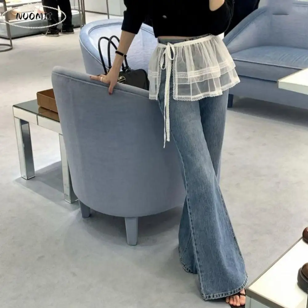 

Милые балетные кружевные мини-юбки в корейском стиле, короткие юбки с рюшами, высокая талия, занавеска с цветочным принтом, уличная одежда