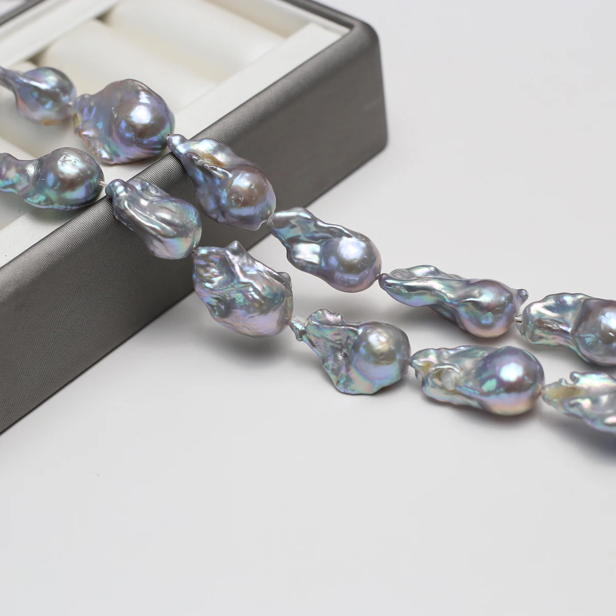 12-15 مللي متر الباروك لؤلؤ المياه العذبة الطبيعية رمادي ذيل السمكة حبة السحر DIY بها بنفسك النساء الرجال قلادة صنع المجوهرات اكسسوارات #1