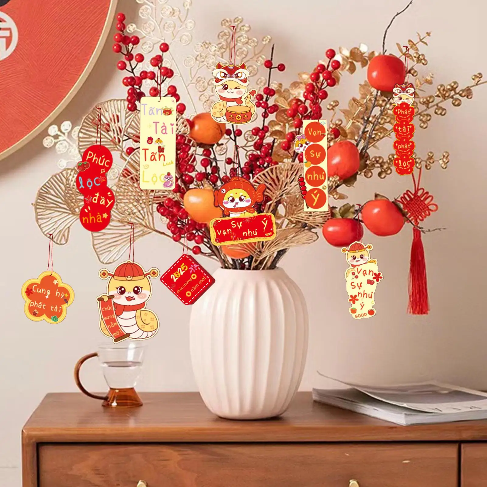 Vietnamese New Year Hangable Pendant 2025 Lunar New Year Tree Pendants Wall Decor For Home Workplace Year Of The Snake Photo