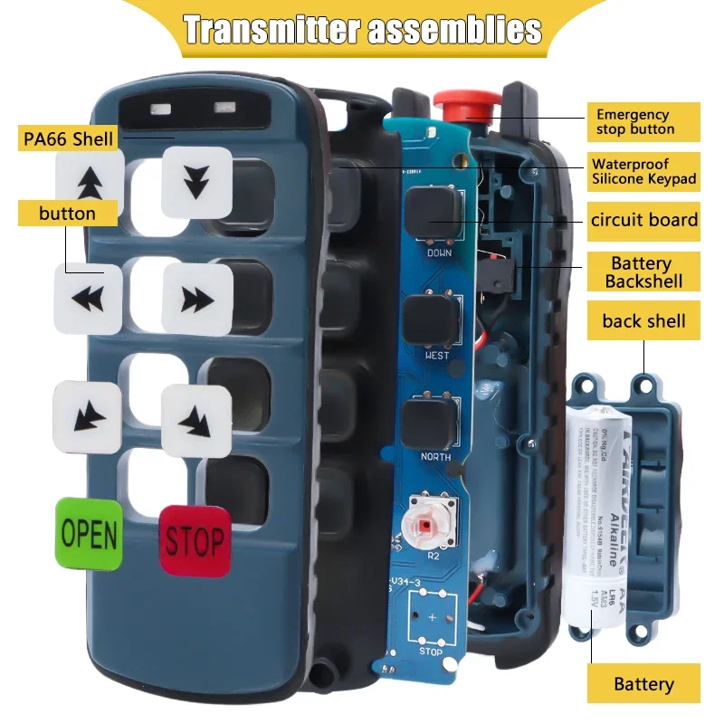 Professional customization 315/433/868/915mhz IP68 waterproof industrial forklift crane wireless smart remote control