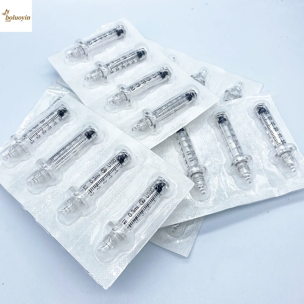 100pc 0.3ml Ampoule Head Syringe individual package For Hyaluronic Acid Pen Atomizer Disposable Water Syringe Anti-aging Wrinkle