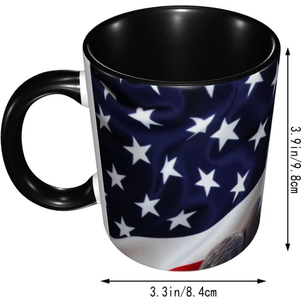 Eagle USA Flag Funny Coffee Mug 11oz - Ceramic Novelty Tea Cup Gifts for Office and Home Kitchen Microwave Safe