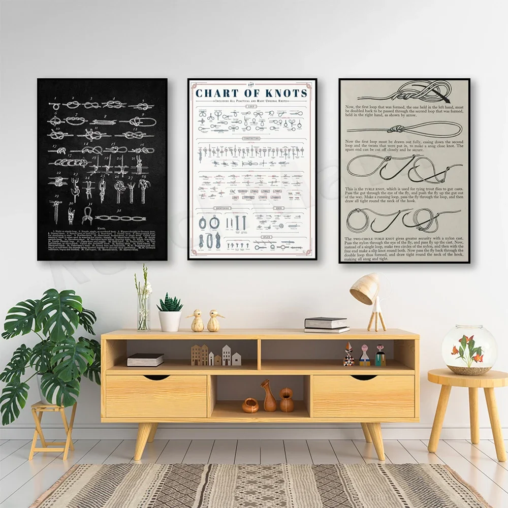 Nautical Knots - A Guide to Knot Types, 1958 Fisherman's Knot Vintage Poster, Nautical Art, Sailor's Knot Maritime Gifts