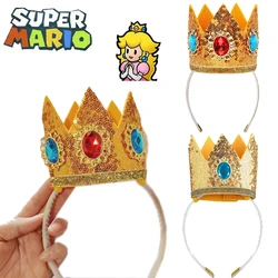 Super Mario fascia Peach Princess Crown Style copricapo Kawaii Diamond Crown per ragazze Halloween Party puntelli fascia