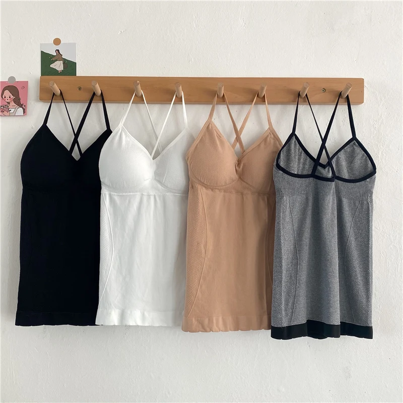 Online Hongmei Back Solid Cami Spring 2023 New Women clothes Korean Students Inner wear Bottoming Top Tide