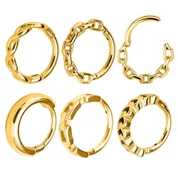 316L Surgical Steel 16G Helix Hinged Septum Piercing Goth Punk Clicker Segment Rings Daith Conch Hoop Earring for Women Men Gift