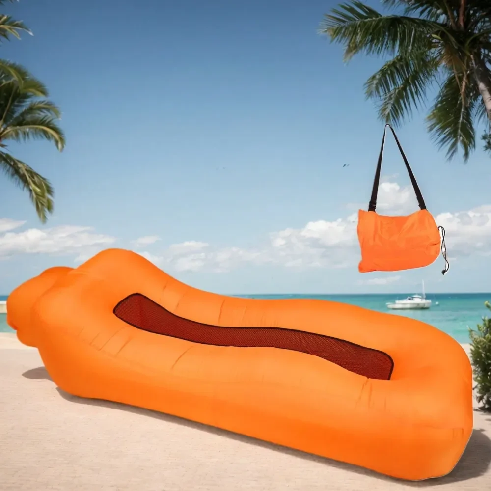 

Lounger Air Sofa With Headrest Lightweight Beach Chair For Camping, Outdoor, Indoor Use, Waterproof LeakProof, No Pump Needed,