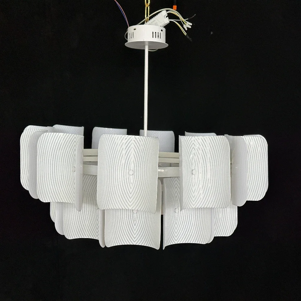 

Белая большая люстра в минималистичном стиле Ваби-Саби, акриловая лампа для столовой, гостиной, лобби отеля, подвесной светильник