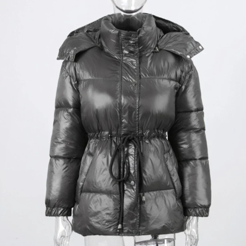 Warm Cotton Hooded Coats Women Fashion Stand Collar Zipper Thick Jacket Female Casual Commuter Outerwear 2025
