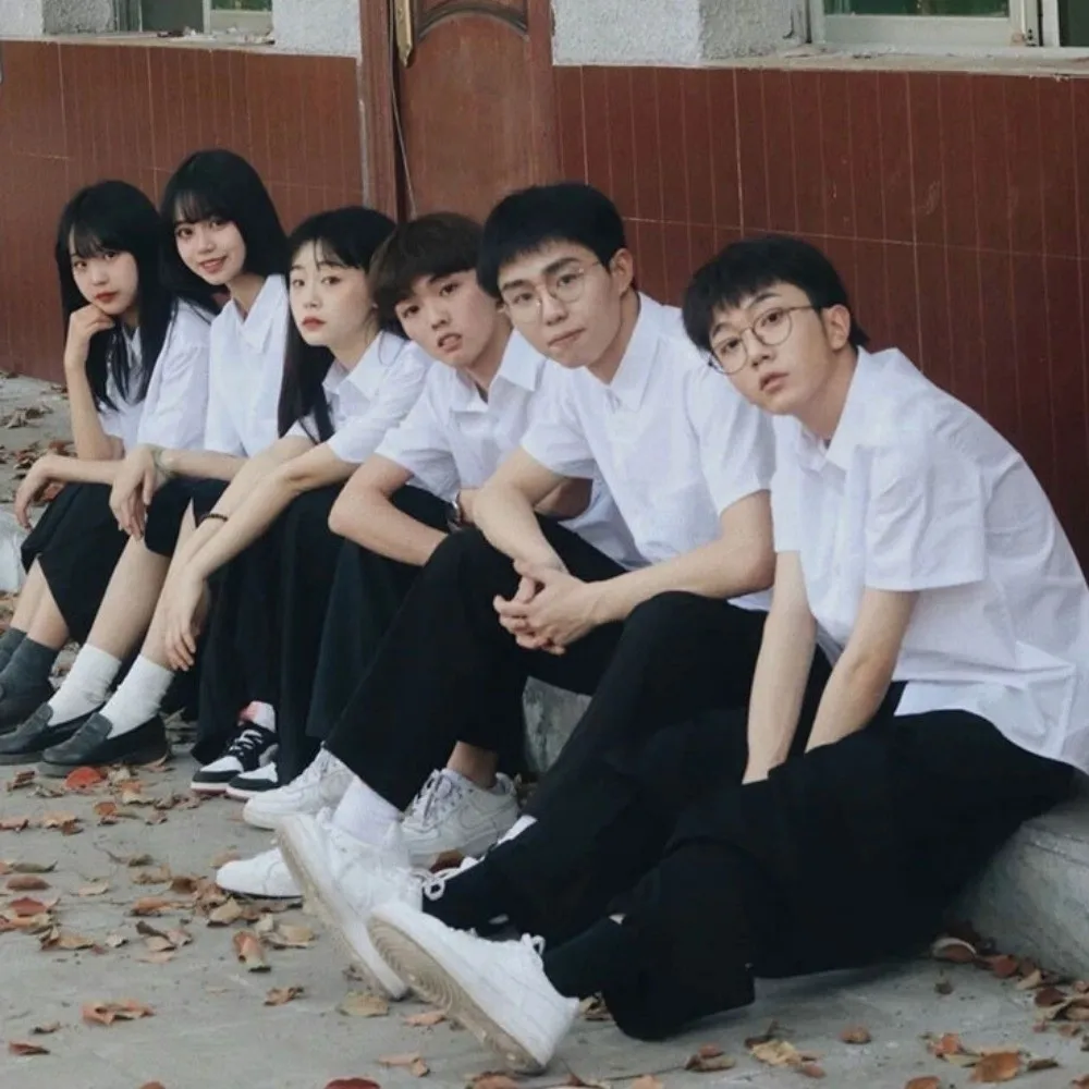 

Soft Classic White Shirt Preppy Style Simple Loose Fit Shirt Basic Short Sleeve Blouse Summer