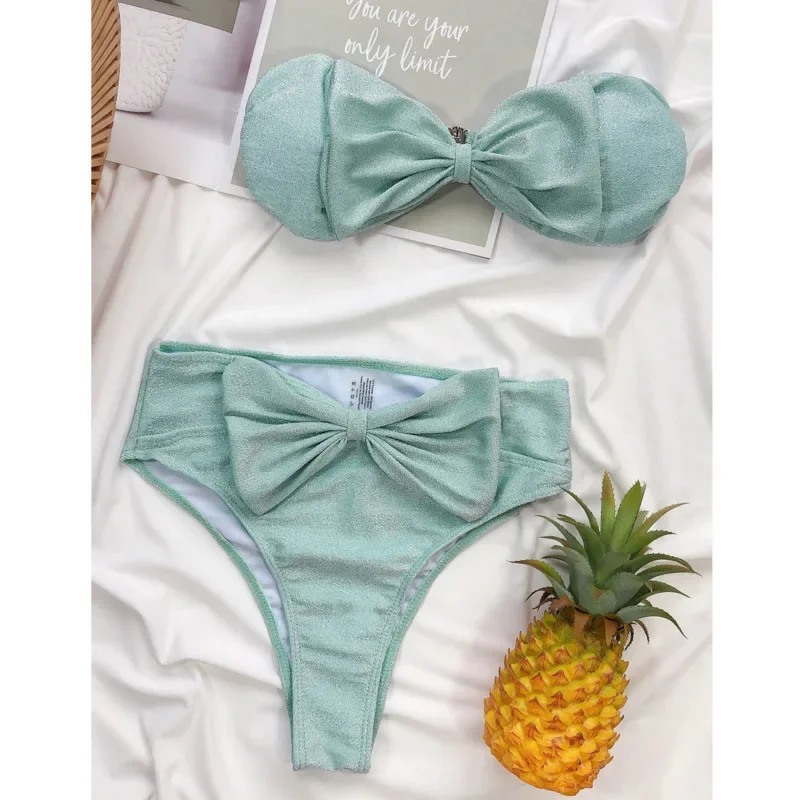 나비 넥타이 섹시한 비키니 2024 여성 수영복 여성 수영복 수영 수영복 소녀 브라질 비키니 세트 Beachwear Bather