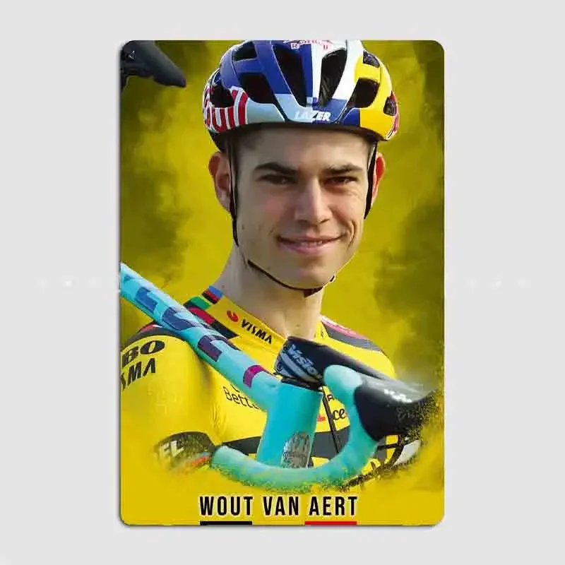 Wout van Aert Bicycle Motocross Racer Metal Sign Poster Garage Living Room Cinema Living Custom Tin