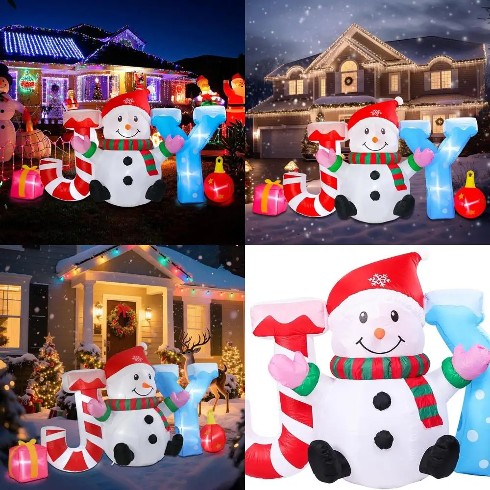 

Радостный снеговик высотой 7,54 фута, надувное уличное рождественское украшение со светодиодными фонарями для праздничного газона и сада