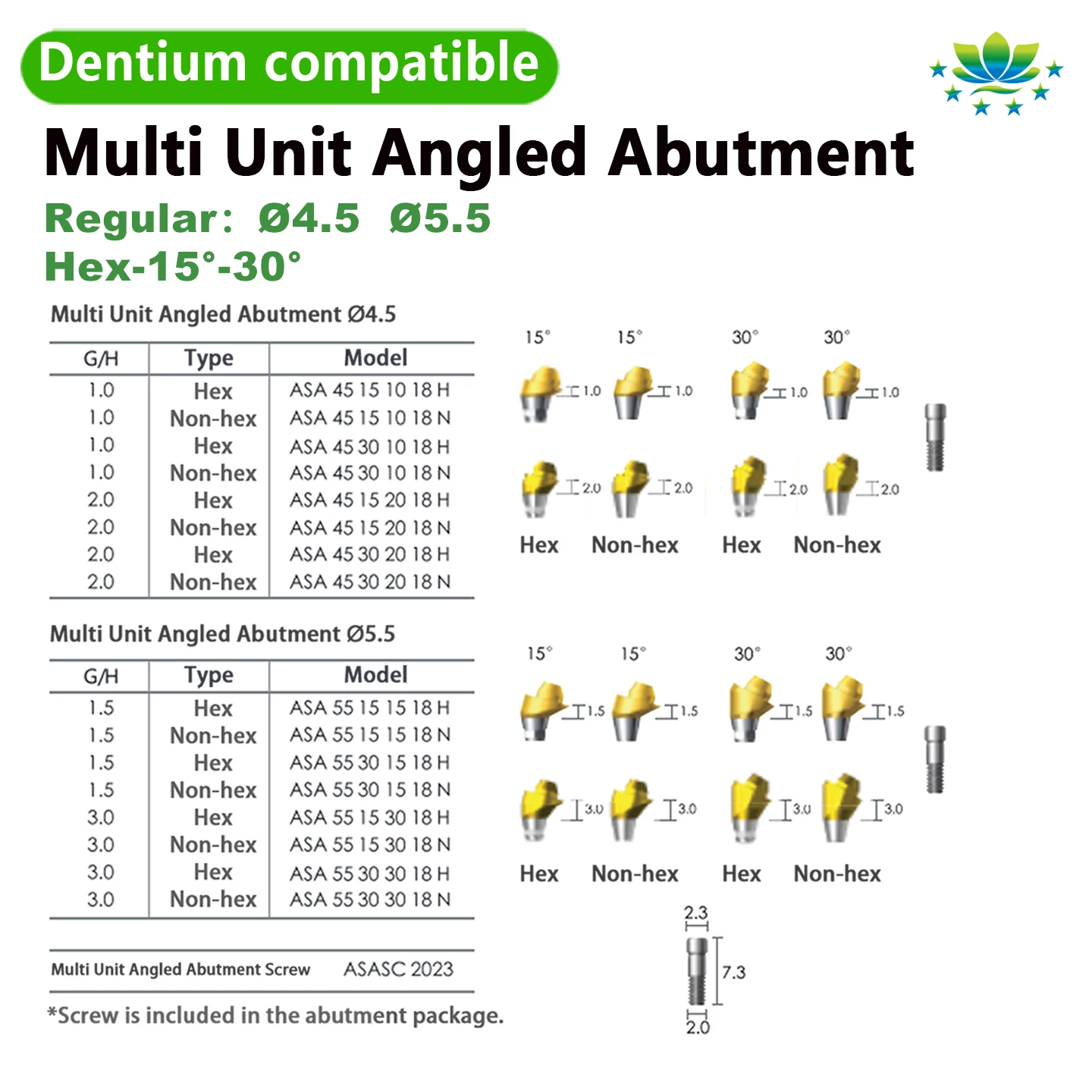 For Dentium SuperLine 15°/30° Multi Unit Angled Abutment CAD/CAM Custom Ti Base for Dental Lab OEM ODM Factory Direct Fast Ship