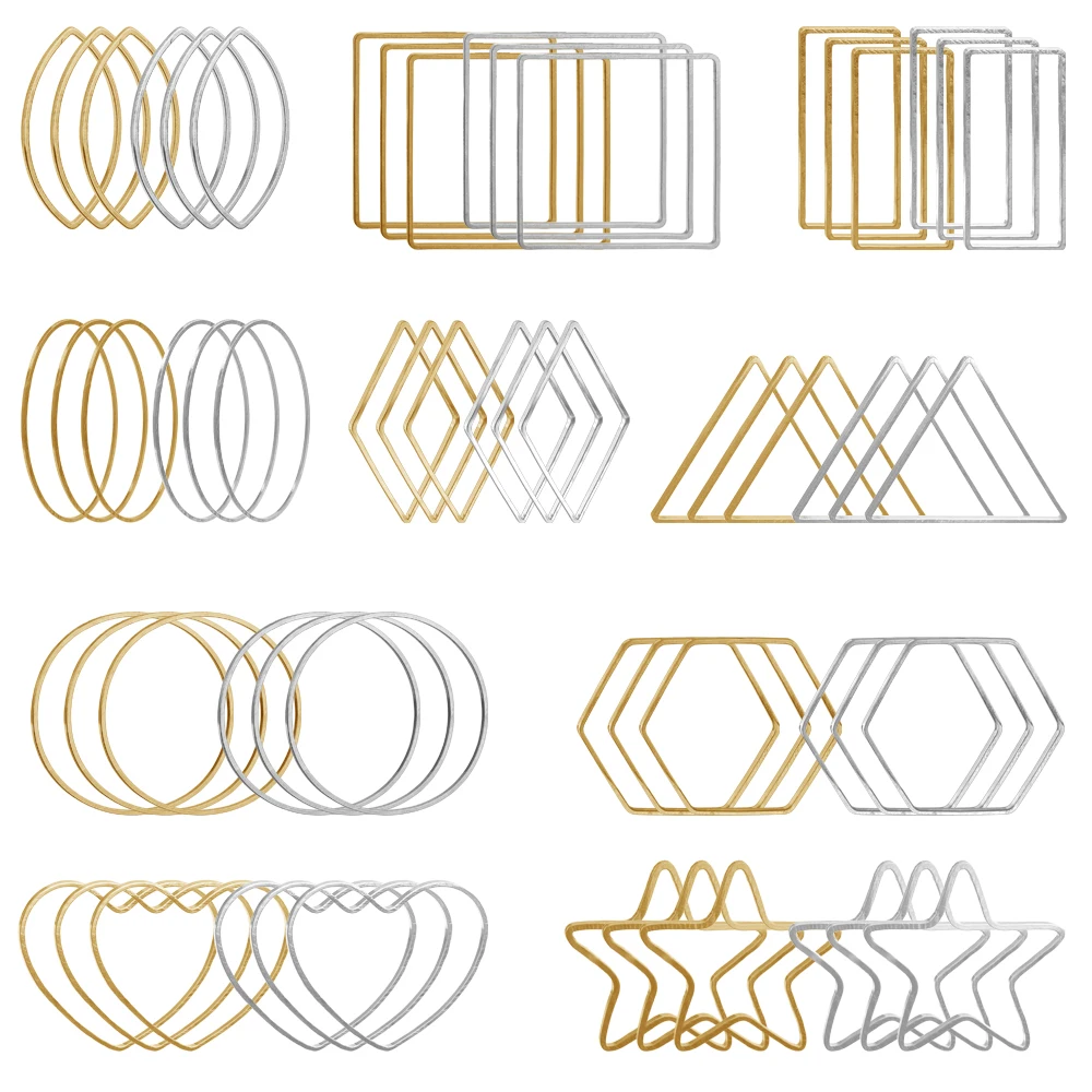 20 piezas de colgantes de bisel con marco hueco de oro y plata, conectores geométricos para proveedores de joyería, accesorios para pendientes Diy