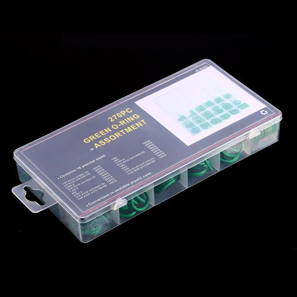 270pcs O Ring Seals Kit Rubber Washers for Automotive Repair Air Conditioning Refrigerant Tools