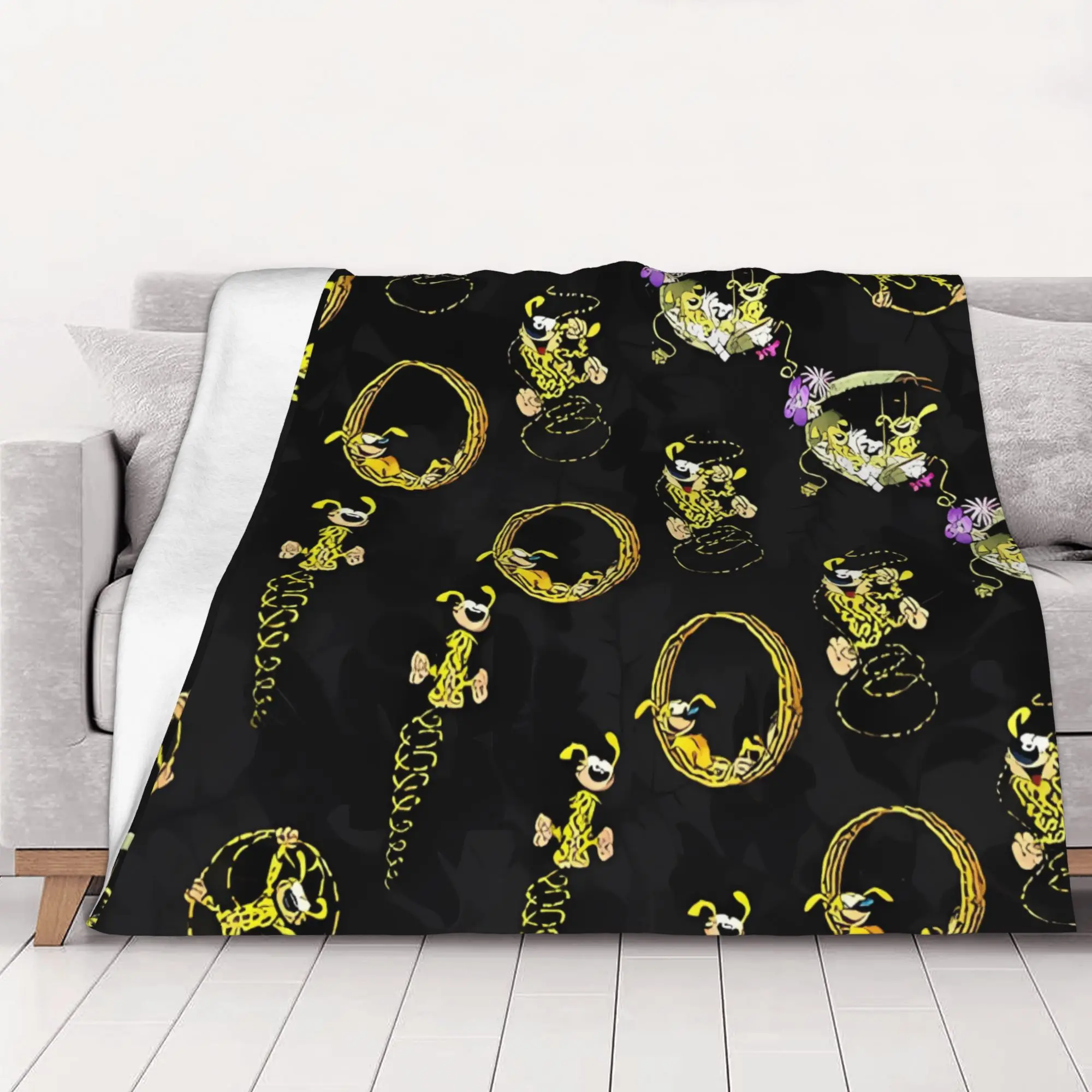 1PC Marsupilami Tuti   Black Marsupilami home room decorations Winter Blankets for Adults Bedding Home Interior Sofa Knee
