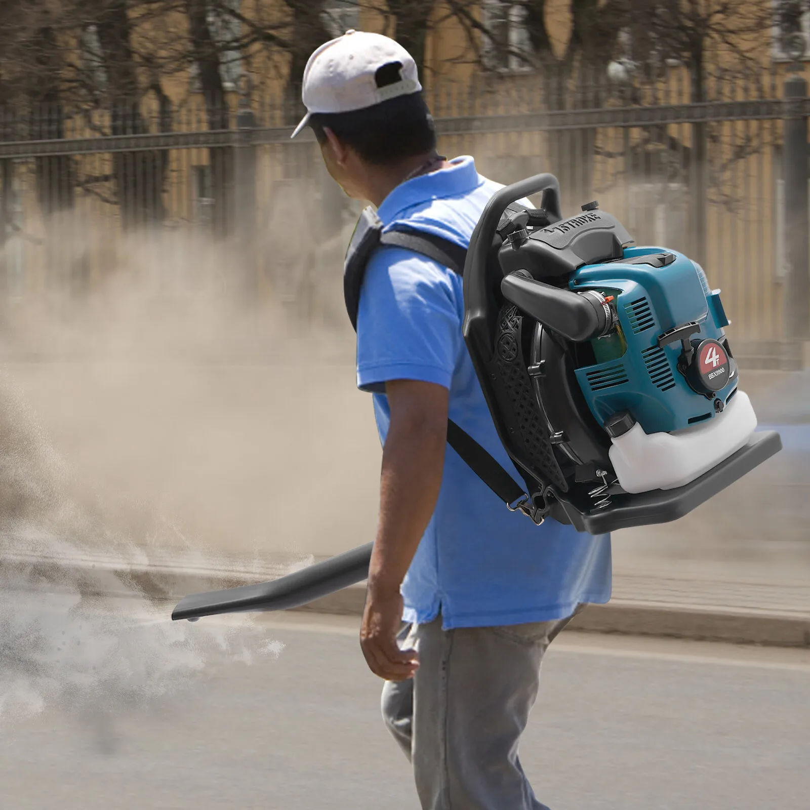 75.6CC 4-Stroke Gas Backpack Leaf Blower Gasoline 7000r/min with Adjustable Speed