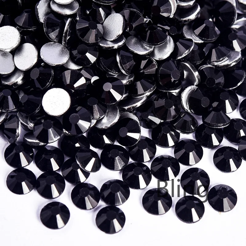 SS6-SS30 Black Series Non Hot Fix Rhinestones Glitter Glass Flatback Nail Art Crystals For Nail Charm Decorations B0960 Gemstone