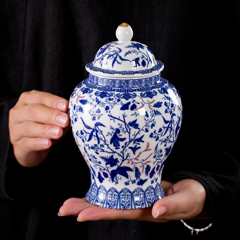

Сине-белая фарфоровая канистра для чая, керамическая банка для конфет, бытовая банка для хранения орехов, кофейных зерен, коробка для хранения лекарственных трав, кухонный контейнер