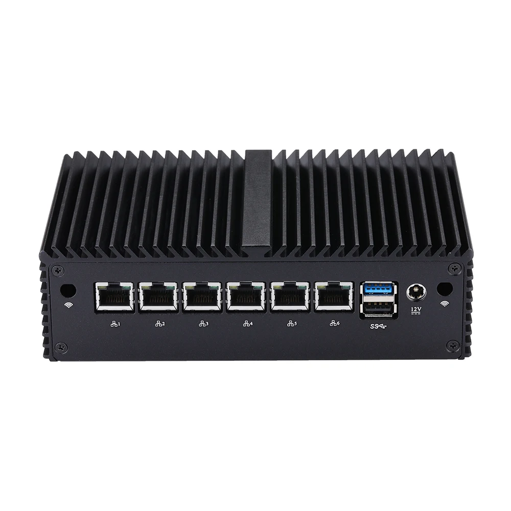 Qotom 6 Ethernet Mini PC Q190G6 J1900 SIM Card Slot Micro PC Server Digintal signage POS Router Fanless Mini Computer