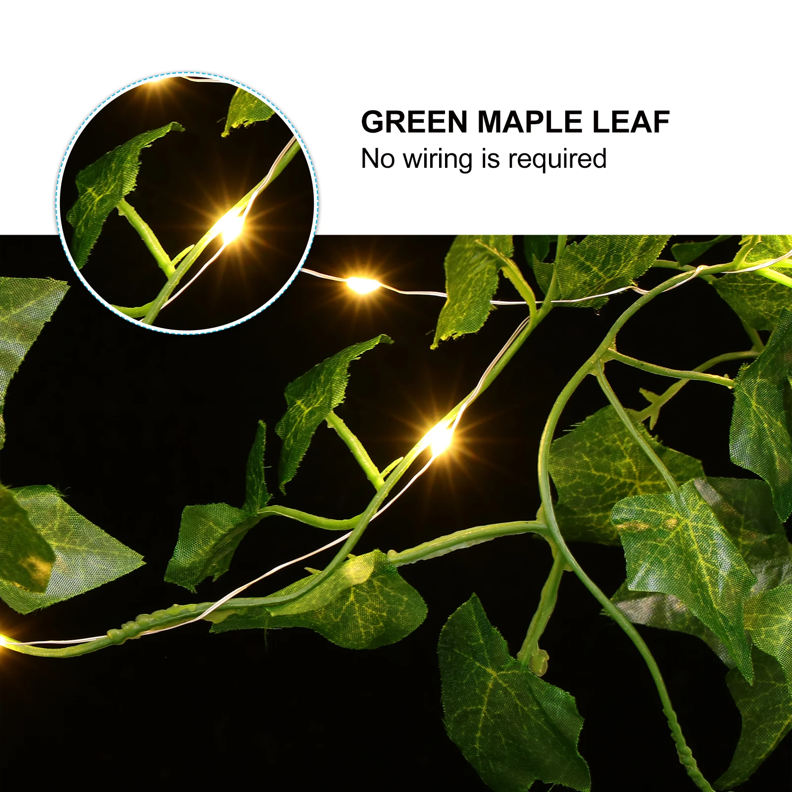 1pc Led Copper Wire Light String Imitation Leaves Soft Warm Glow Powered For Christmas Home Garden Courtyard