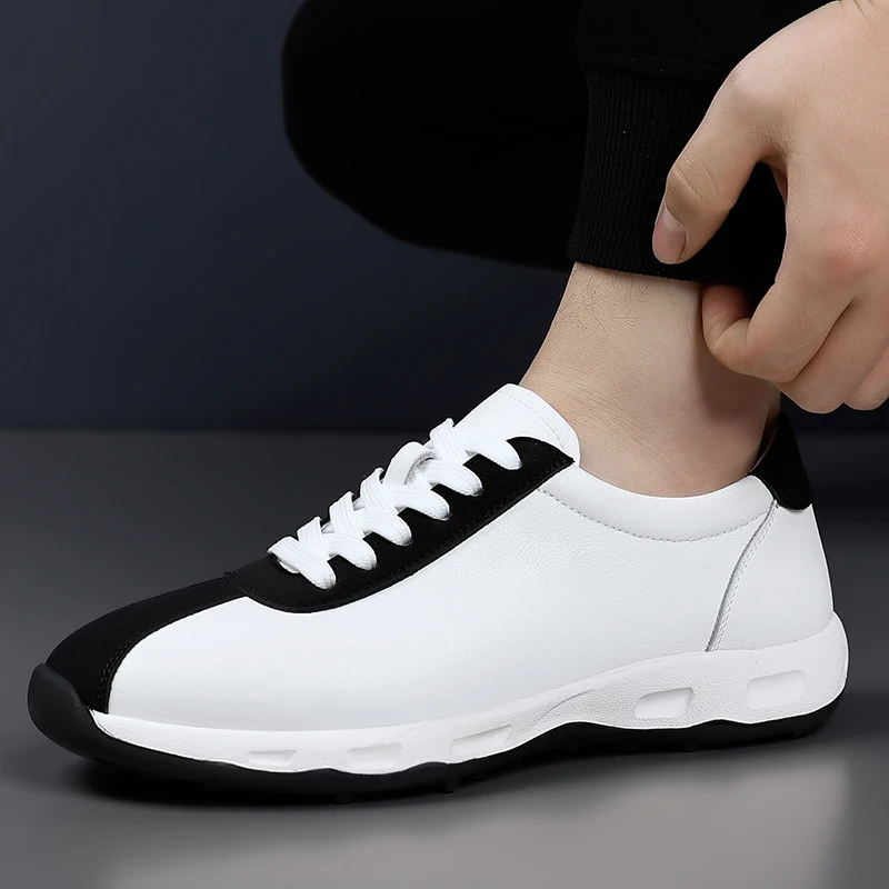 

New Men Leather Shoes Sneaker Trend Sport Shoes Breathable Men Sneakers Non-slip Footwear Holiday Walking Shoes for Male