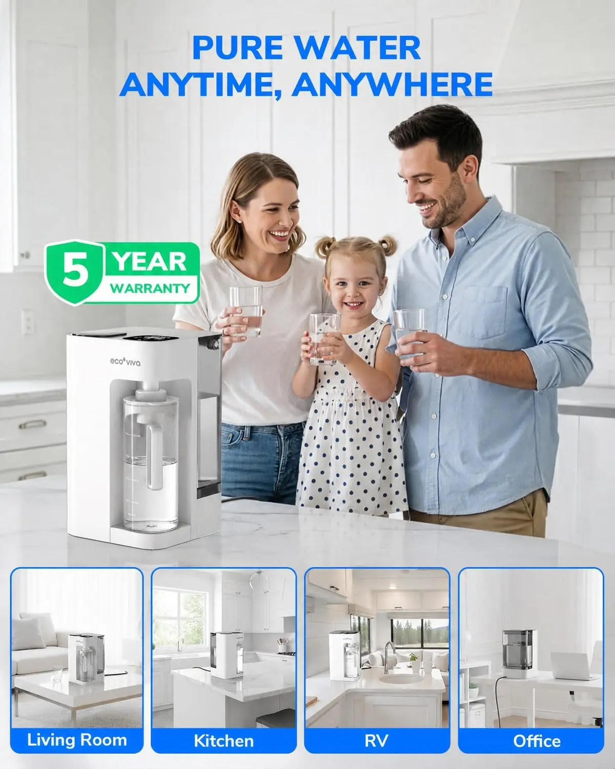 Countertop Reverse Osmosis Water Filter 9 Stage RO Filtration System UV Countertop Two Auto Fill Pitchers Reduces TDS 3 1 Pure D