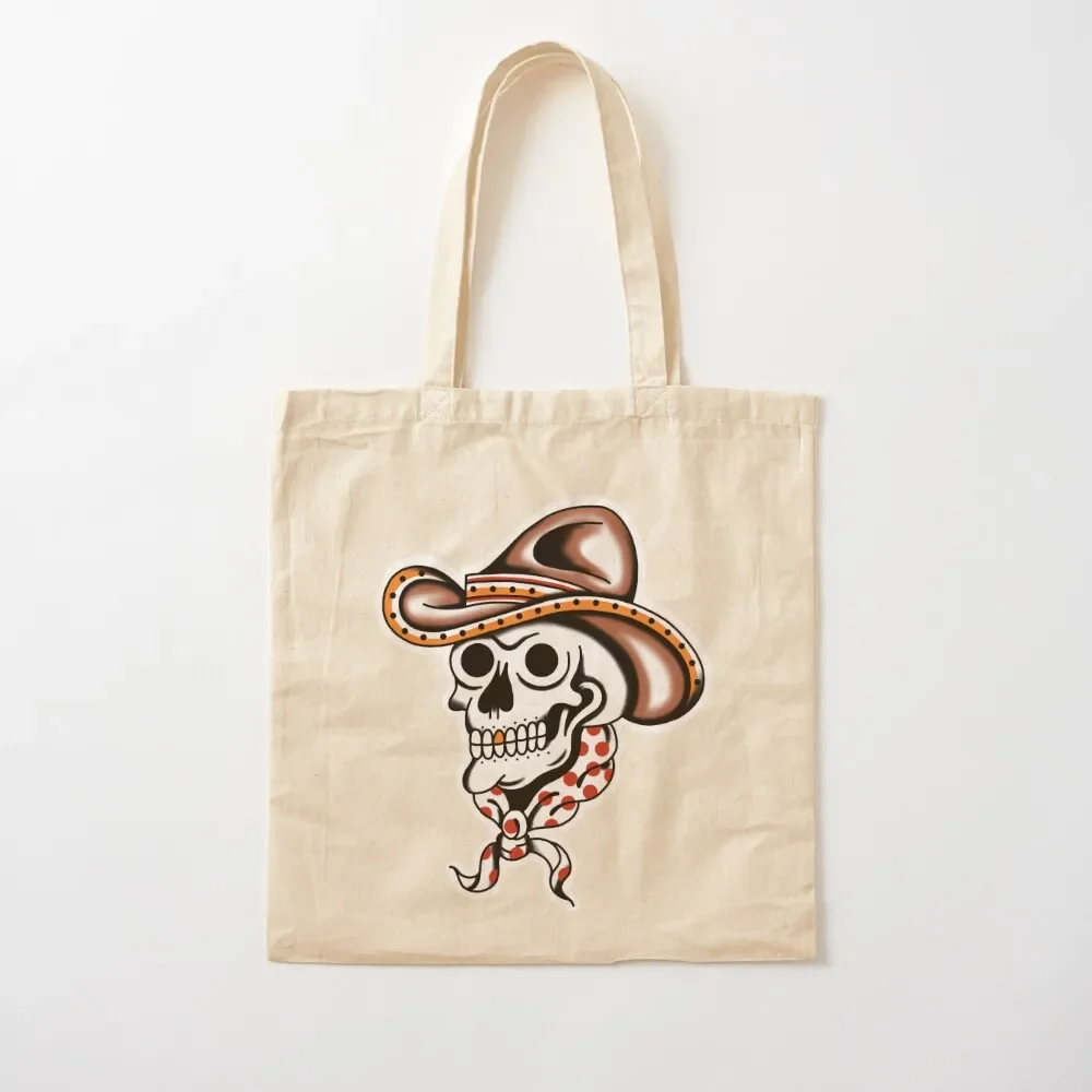 

Tattoo traditional skull cowboy Tote Bag Customizable tote bag Shopper bag female reusable grocery bags