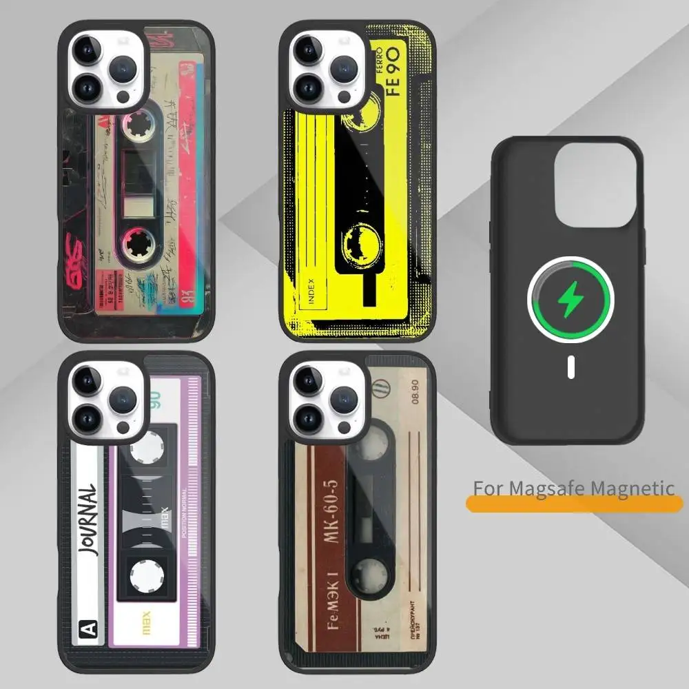 

Retro Cassette tape Phone Case For iPhone17,16,15,14,13,12,11 Plus,Pro Max Magnetic For Magsafe Wireless Charging