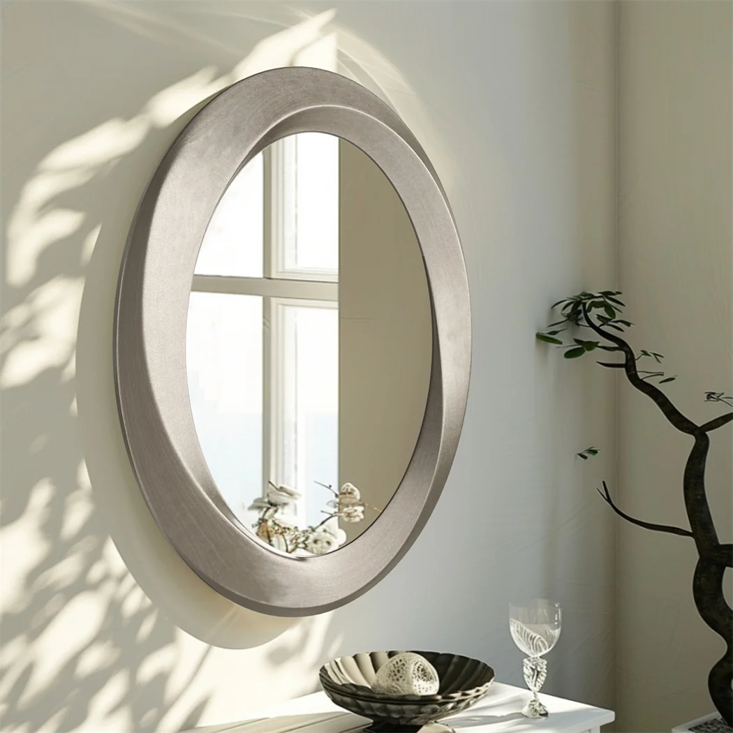 60x80cm Antique Baroque Oval Wall Mirror, Gold Beveled Frame Decorative Accent Mirror for Living Room Bedroom Entryway Decor