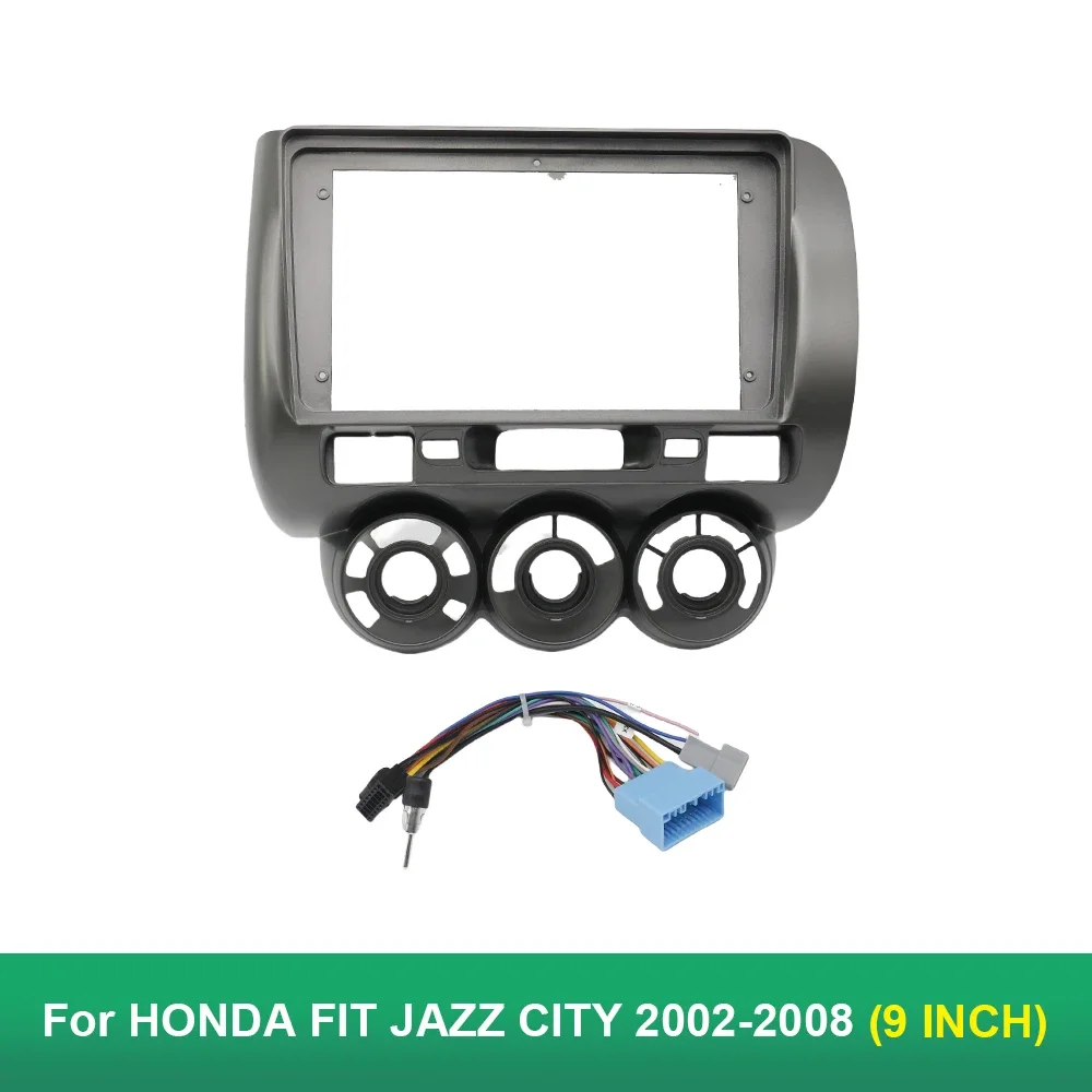 9 Inch Car Radio Fascia Frame Cable For HONDA FIT JAZZ CITY 2002-2008 Stereo Android Dashboard Kit Face Plate Frame Fascias