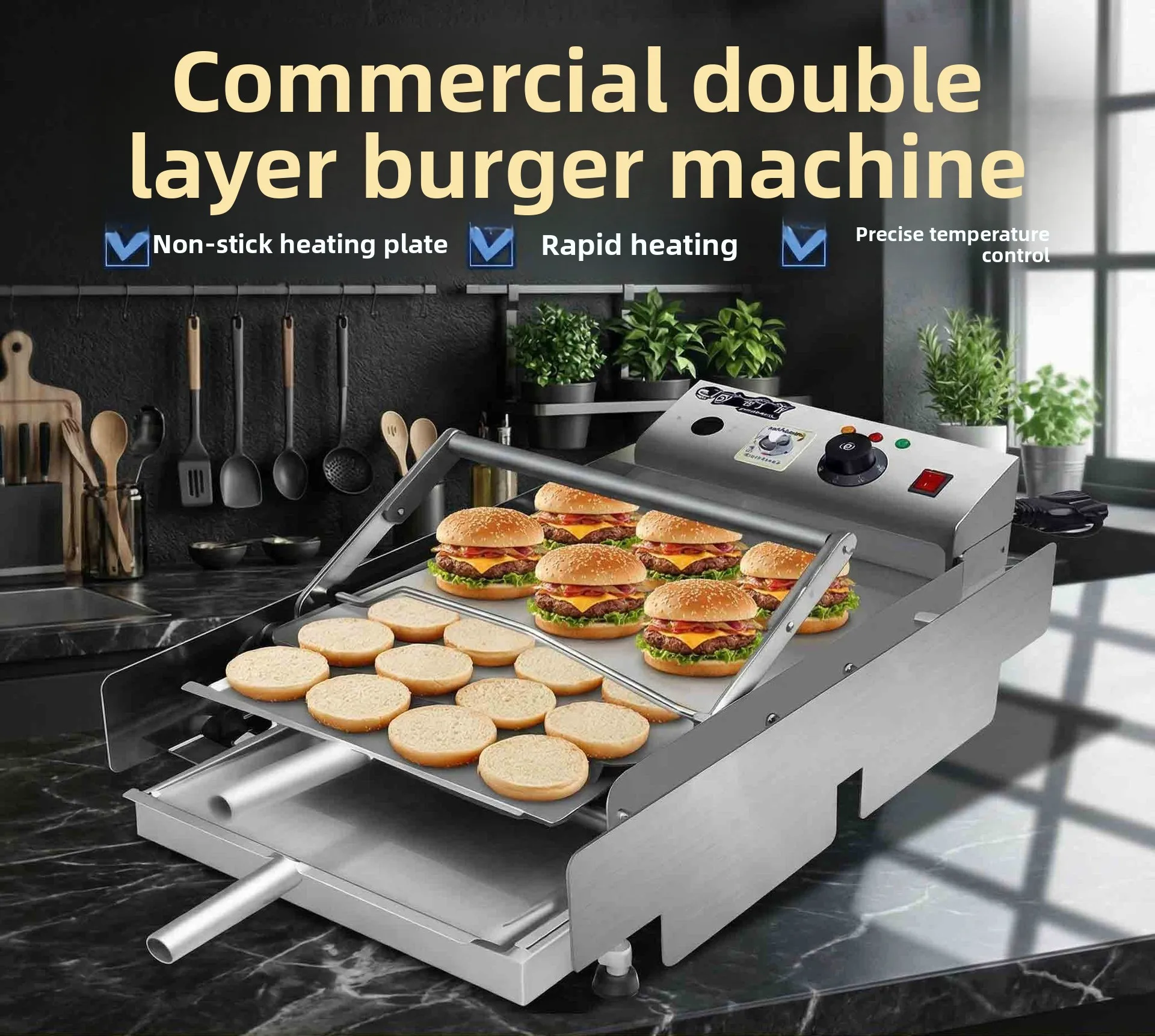 CX Commercial Double-Layer Burger Machine Fully Automatic Temperature Control for Burger and Fried Chicken Shops