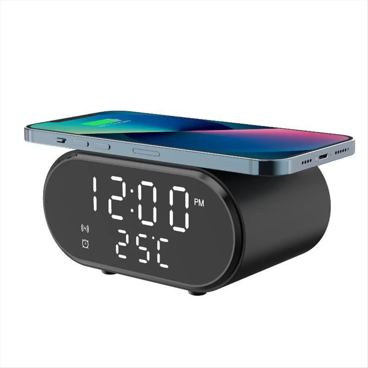 A32I 15W Multifunctional Wireless Charger Clock Alarm Temperature Display Smart Desktop Mobile Phone Charger