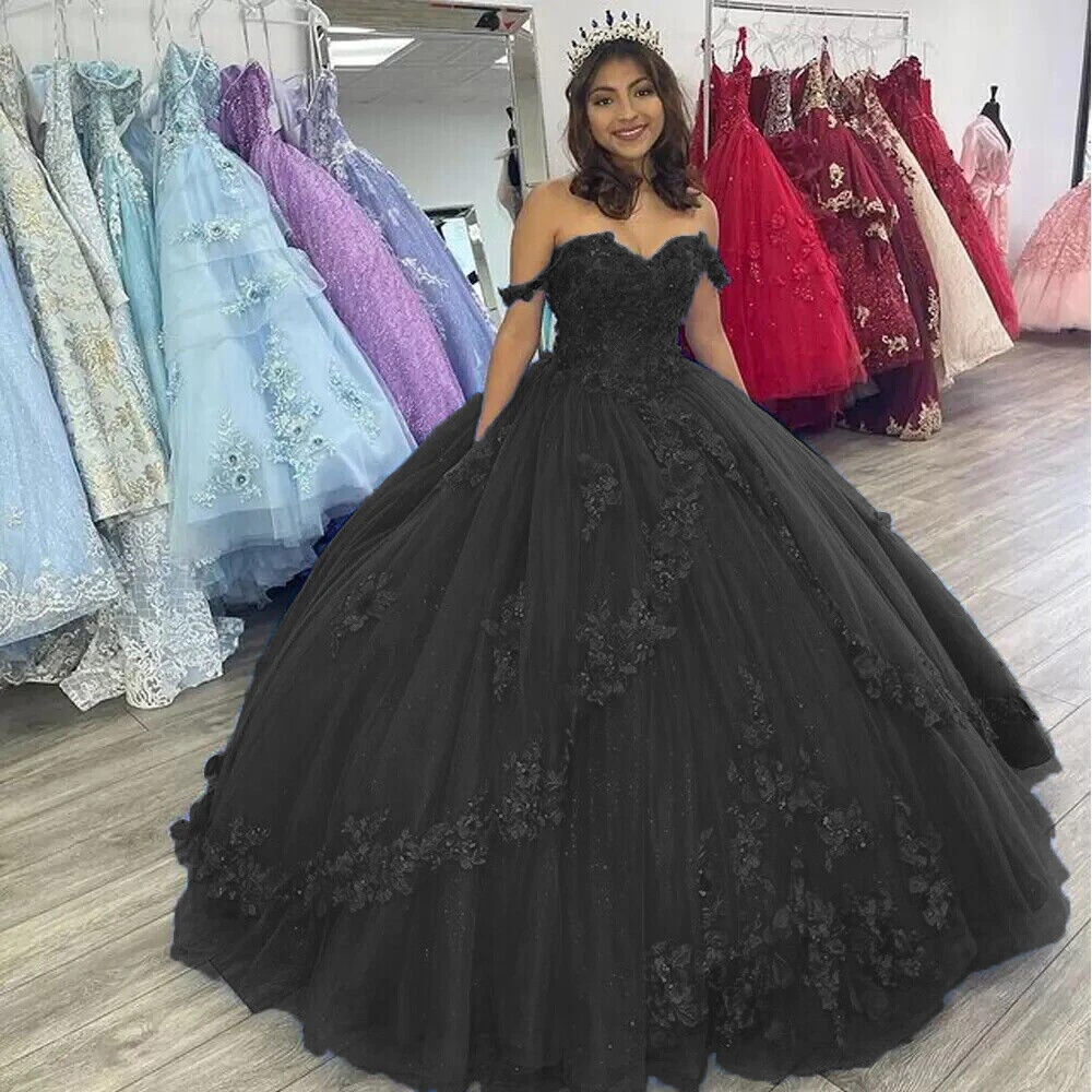 Королевское синее бальное платье Quinceanera, элегантное платье с открытыми плечами, цветами и бисером, для дня рождения, выпускного вечера, принцессы по индивидуальному заказу