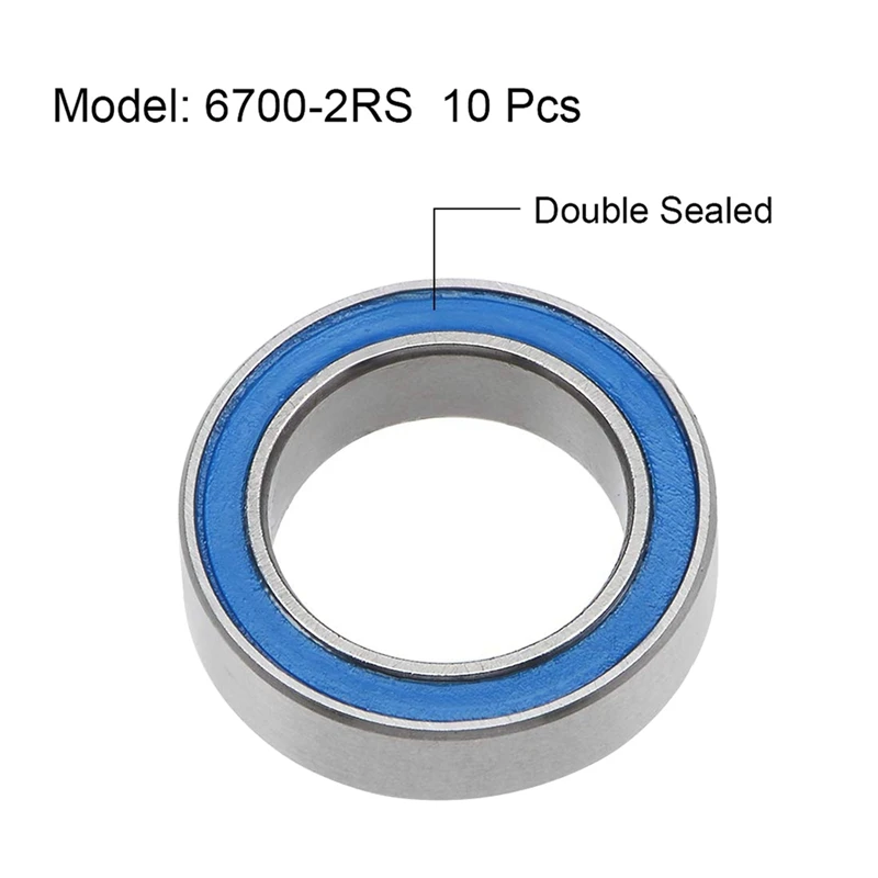 60PCS 6700-2RS High Quality 6700 2RS 10X15x4mm Miniature Seal Deep Groove Ball Bearing,Blue