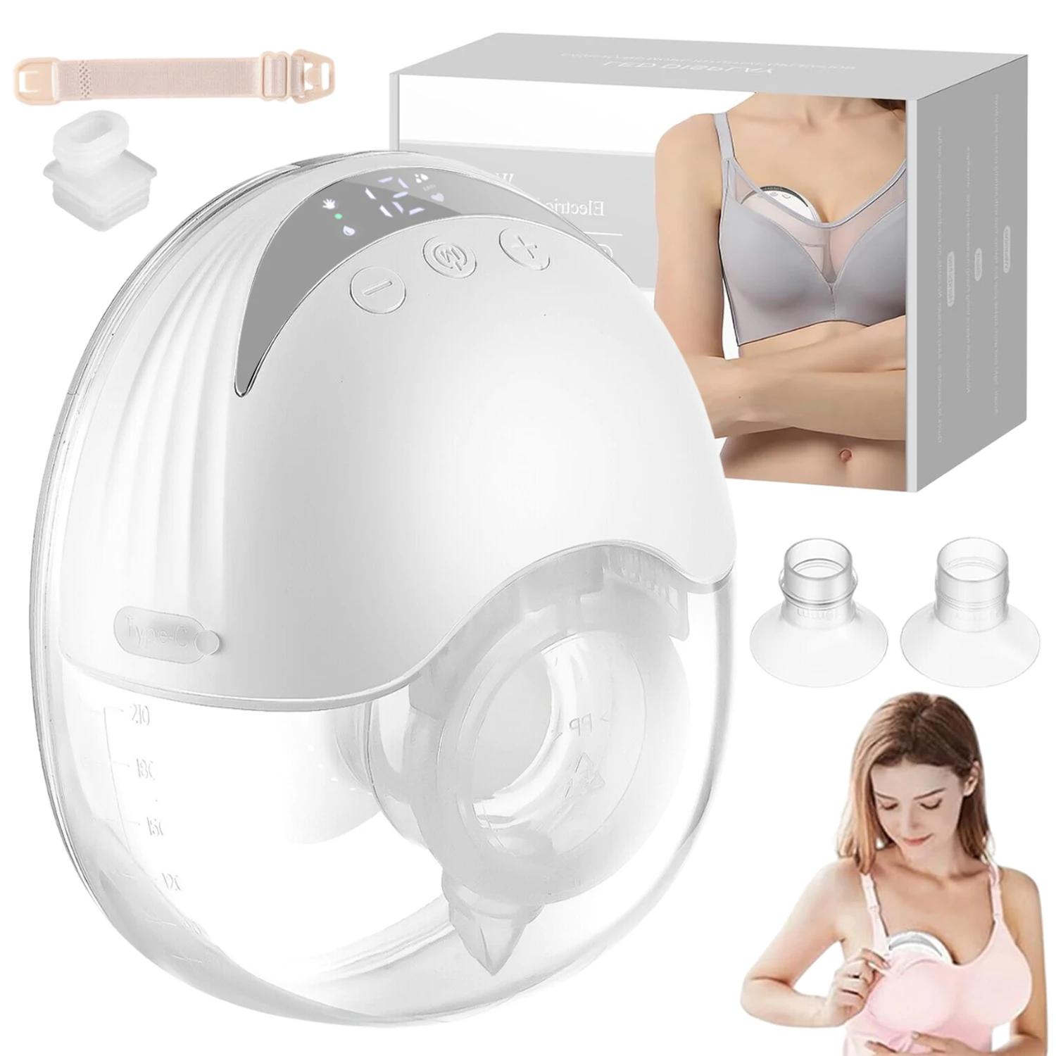 Tire-lait électrique portable mains libres avec 4 modes et 12 vitesses réglables. Comprend une conception portable monobloc blanche, un fonctionnement ultra-silencieux et est un outil pratique pour les mères qui travaillent et qui ont besoin de pomper.