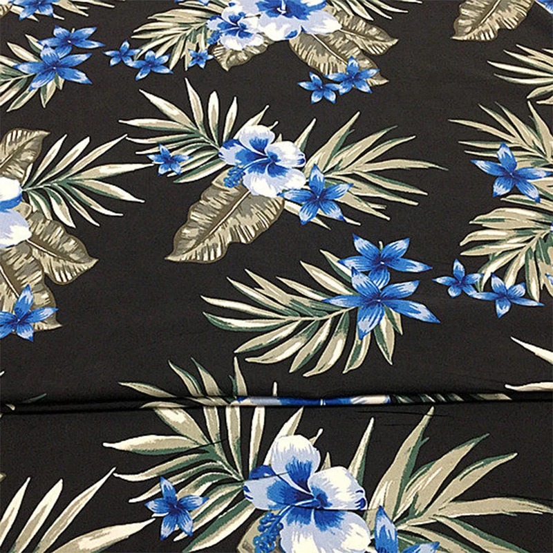 

1 meter 70% Mulberry Silk 30% Cotton 25 momme Thick Fabric Black Floral Printed 130cm 51" wide by the yard XL309