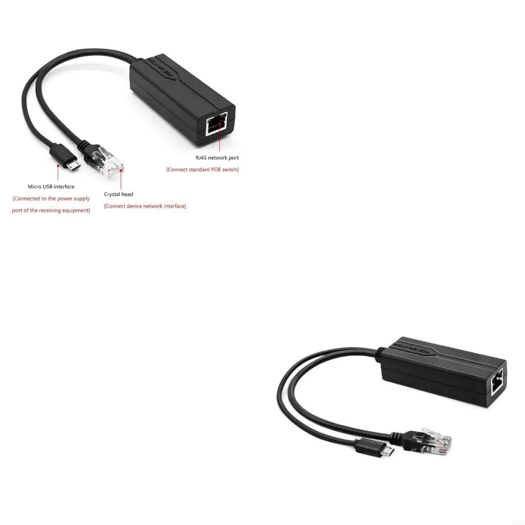 Easy to Use USB POE Splitter, 48V to 5V USB Power Sources IEEE802.3af/at Compliant for Electronic Accessories