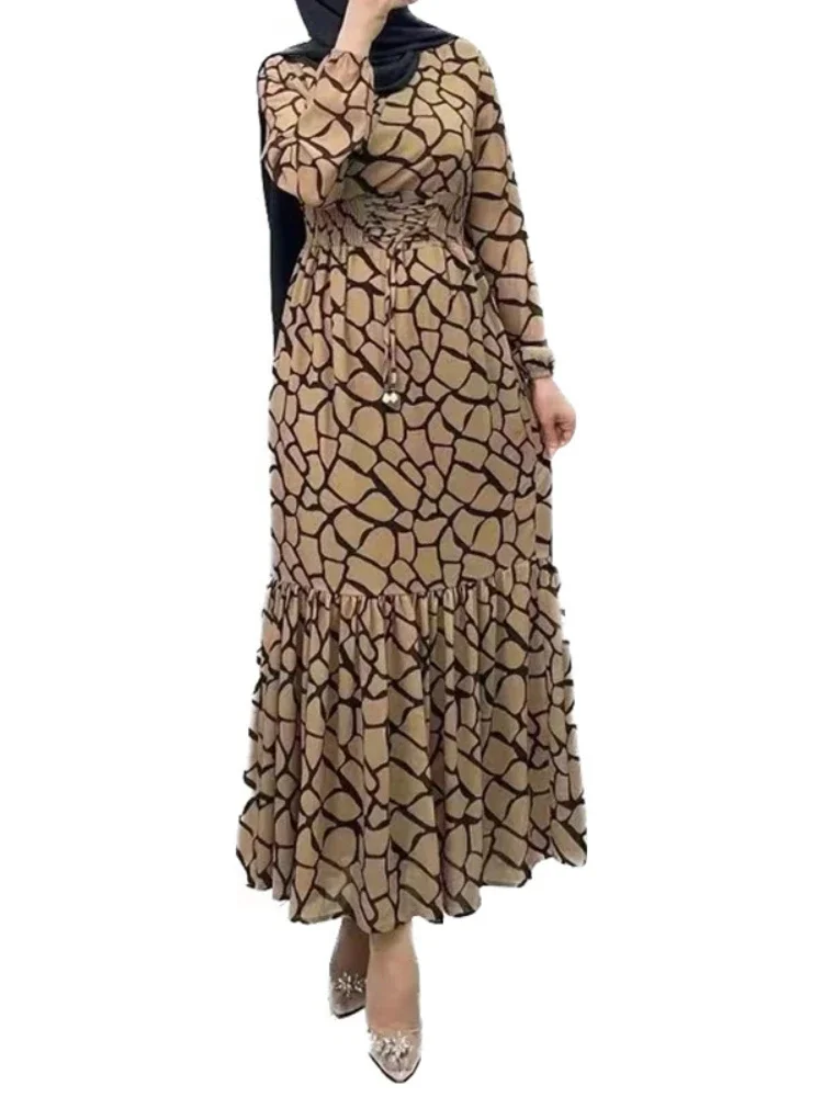 Abiti Eid Women 2024 Abaya Print abito musulmano Vestidos Largos Party Bandage Dubai Arab Ramadan Abayas caftano Vestido Kaftan